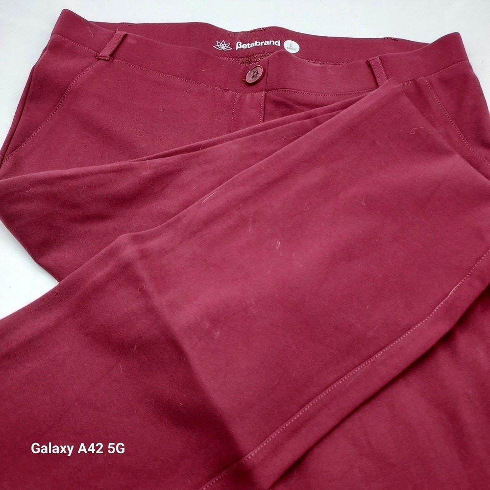 Betabrand Fabletics Burgundy Ponte Knit‎ Dress Pant Yoga L Long Career